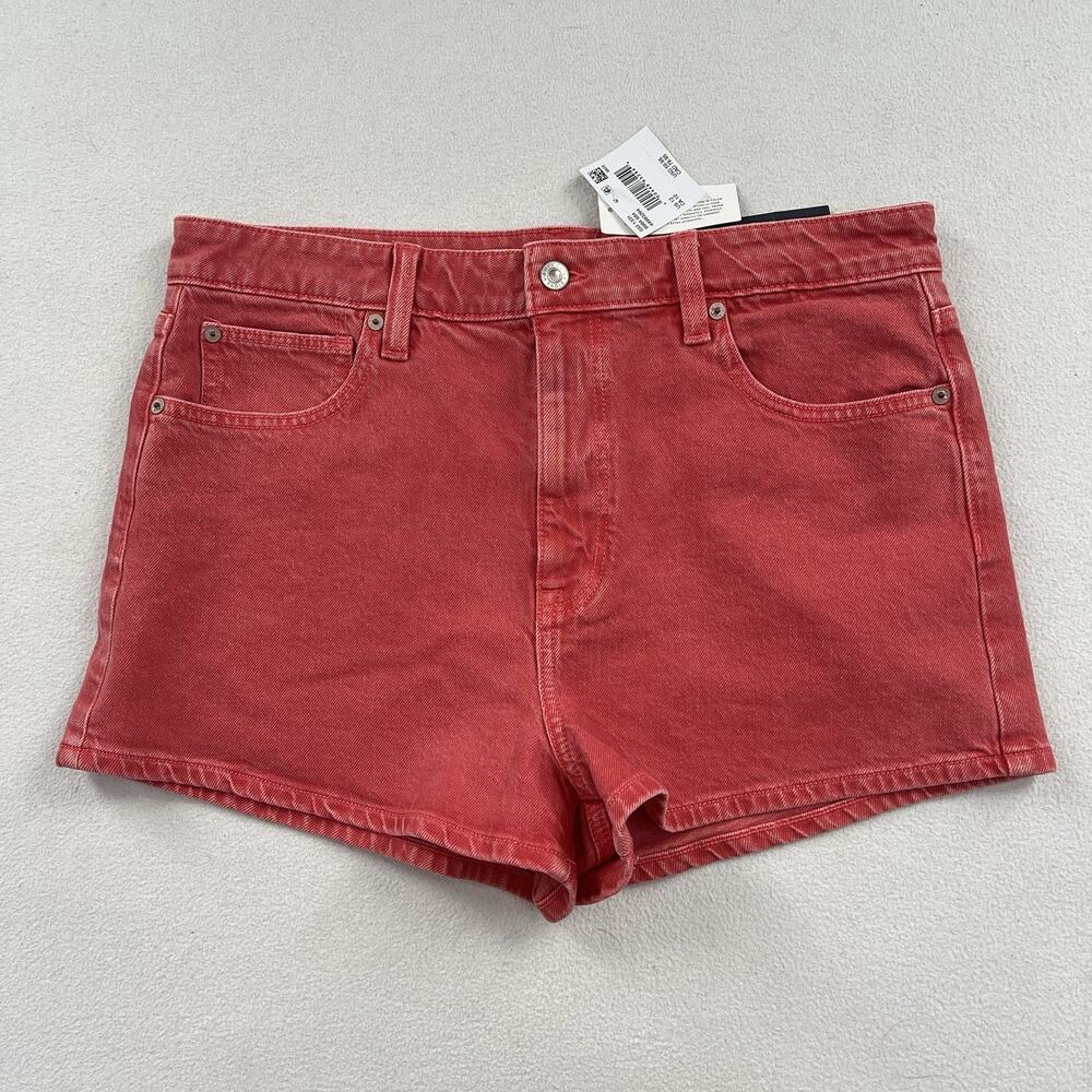NWT American Eagle Women Red Super High Rise Cheeky Stretch Denim Shorts 12 31W